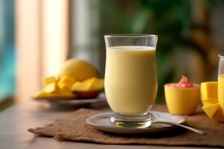 Close up of mango lassi Indian dessertの素材