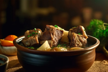 Close up of Bulalo beef shanks and bone marrow soup Filipino foodの素材