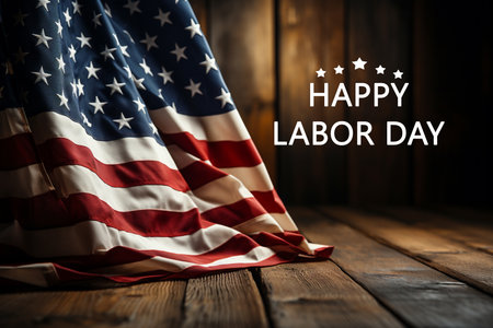 Happy Labor Day with US flagの素材