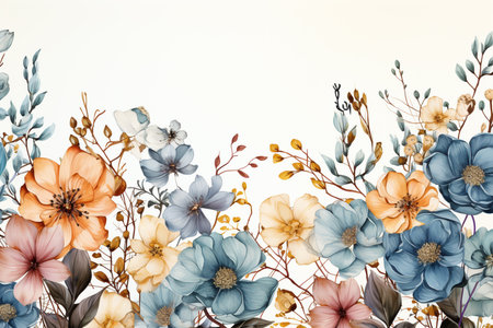 Floral background on white background with copy spaceの素材