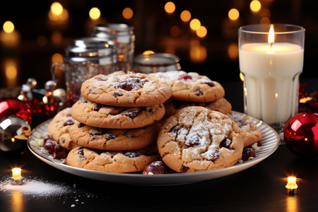 Chocolate cookies and candleの素材