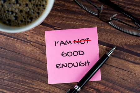 Adhesive note with text I'm good enoughの写真素材