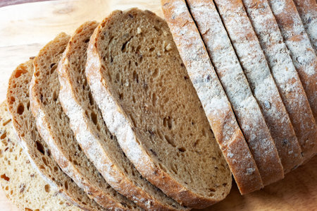 Close up of multigrain bread slicesの写真素材