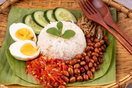Fatty rice nasi lemak popular Malaysian foodの写真素材