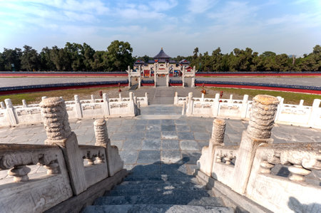 The Yuanqiu circular altar at the Temple of Heaven, Beijing Chinaの写真素材