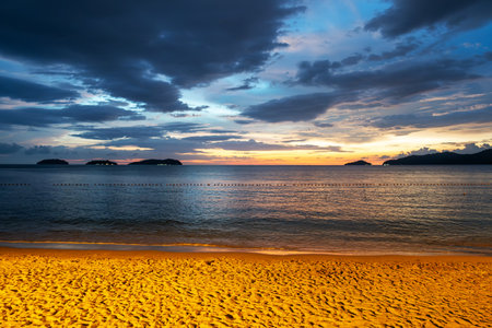 Sunset at Kota Kinabalu beach Sabah Malaysia Borneoの写真素材