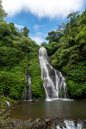 Banyumala Waterfall is located in Northern Bali, between Munduk and Bedugulの写真素材