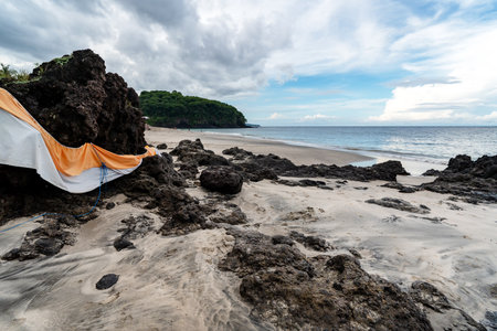 Small Hindu shrine at Virgin beach in Karangasem North Baliの写真素材