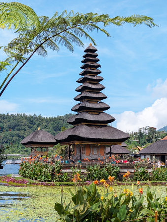 Pura Ulun Danu Beratan, or Pura Bratan is a Hindu Shaivite temple in Bali, Indonesiaの写真素材