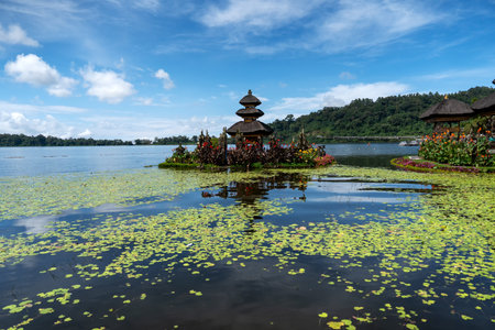 Pura Ulun Danu Beratan, or Pura Bratan is a Hindu Shaivite temple in Bali, Indonesiaの写真素材