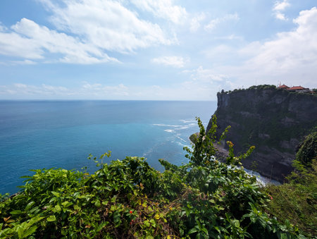 Aerial View of the Cliff and Indian Ocean in Uluwatu Baliの写真素材