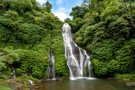 Banyumala Waterfall is located in Northern Bali, between Munduk and Bedugulの写真素材
