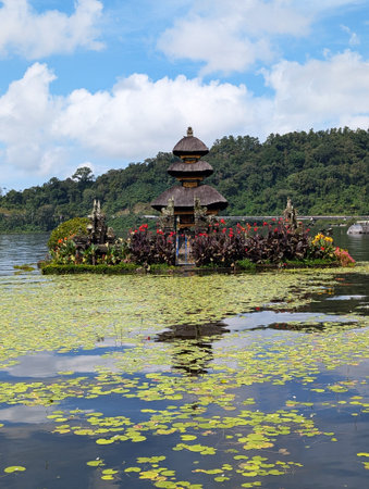 Pura Ulun Danu Beratan, or Pura Bratan is a Hindu Shaivite temple in Bali, Indonesiaの写真素材