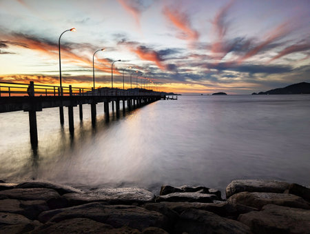 Sunset at Odec Jetty Kota Kinabalu Sabah Malaysia