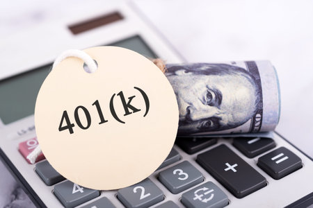401(k) label with American Dollar home finance conceptの写真素材