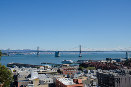 San Francisco and Bay bridgeのeditorial素材