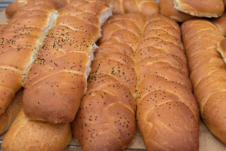 Fresh buns with black sesame seeds