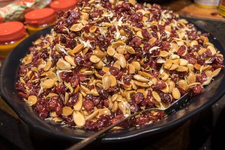 Nuts and cranberries mix for pilaf sold at farmers market