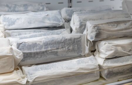 Soft french white cheese sold on farmers market