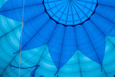 Inside the blue colorful hot air balloonの写真素材