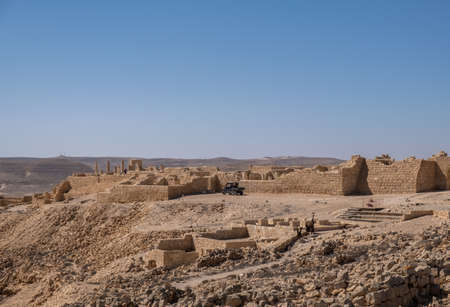 Remains of Avdat or Abdah and Ovdat and Obodat, ruined Nabataean city in the Negev desert in...