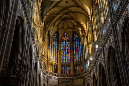 Interior of St. Vitus Cathedral - Prague Castle. Prague, Czech Republicの写真素材