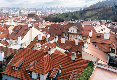 view of Prague. Red roofs of Prague. Czech Republicの写真素材