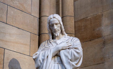 Statue of Jesus at St.Vitus Cathedral - Prague Castle. Prague, Czech Republicの写真素材