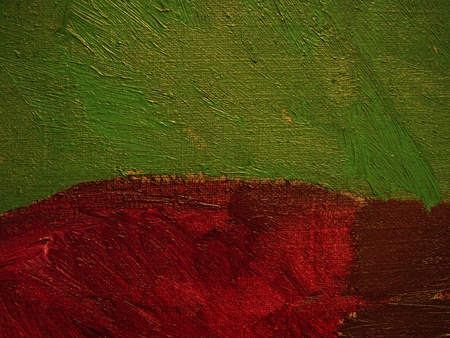 Original random abstract shapes, grungy oil paint smears on canvas textureの写真素材