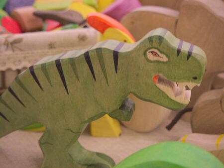 Wooden dinosaur toyの写真素材