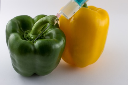 Bellpepper with a syringeの写真素材