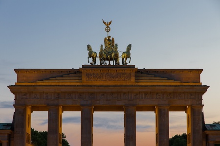 Upper part of Berlin s most famous sight, the Brandenburg Gateの写真素材