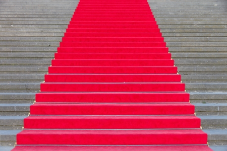 Red carpet on the steps of a theater in Berlinの写真素材