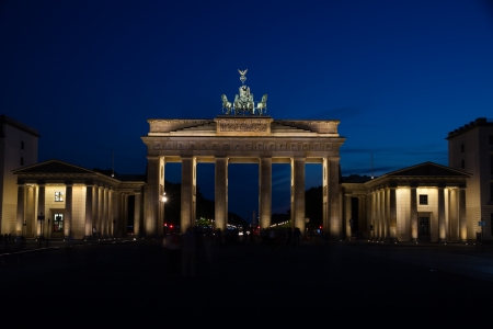 The famous landmark Brandeburg Gate in Berlin in the eveningの写真素材