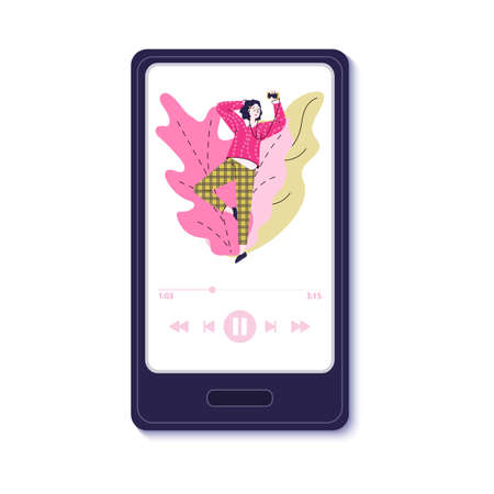 Online music or radio application interface sketch vector illustration isolated.のイラスト素材