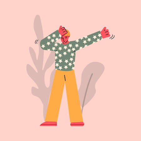 Young man dab - male cartoon teenager dabbingのイラスト素材
