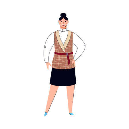 Business woman cartoon character in formal suit, vector illustration isolated.のイラスト素材