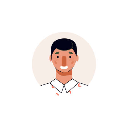 Flat vector icon with cartoon male user avatar isolated on white backgroundのイラスト素材