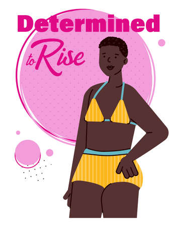 Inspirational saying and african woman, cartoon vector illustration isolated.のイラスト素材
