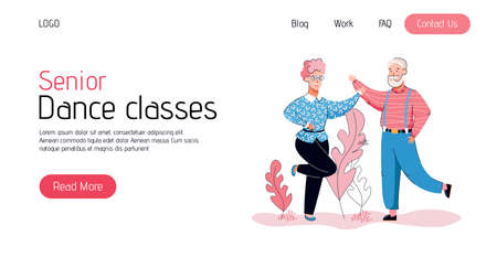 Senior dance classes website banner with old people dancing togetherのイラスト素材