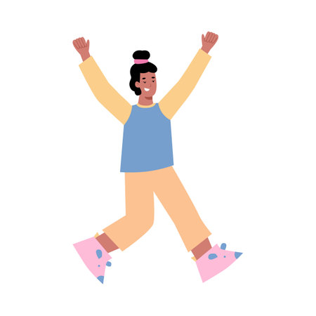 Cheerful young woman character in homewear and slippers, cartoon vector illustration isolated on white background. Young girl in cosy pajama ready for pajama party.のイラスト素材