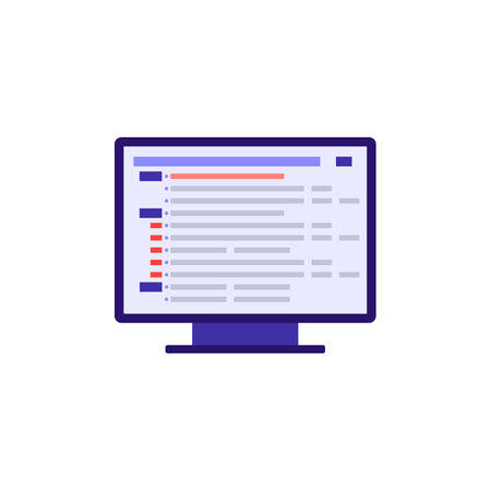 Application development, debugging and code testing of software for search bugs and errors. Concept of programming, analysis and coding data. Vector illustration isolated on white.のイラスト素材