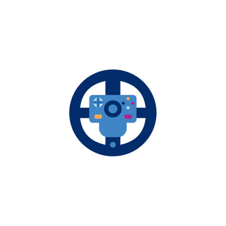 Video game controller or joystick made in shape of car steering wheel, flat cartoon vector illustration isolated on white background. Gamepad device for computer game.のイラスト素材