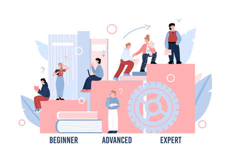 Concept of professional skill level, education, knowledge for career developmentのイラスト素材