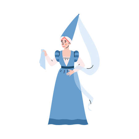 Medieval woman in ancient historical traditional costume a vector illustrationのイラスト素材