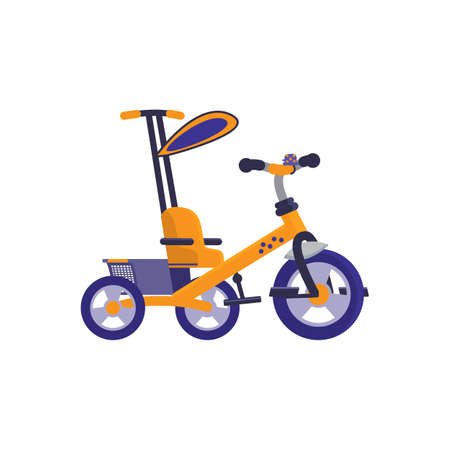 Childrens and toddlers tricycle cartoon vector illustration isolated on white.のイラスト素材