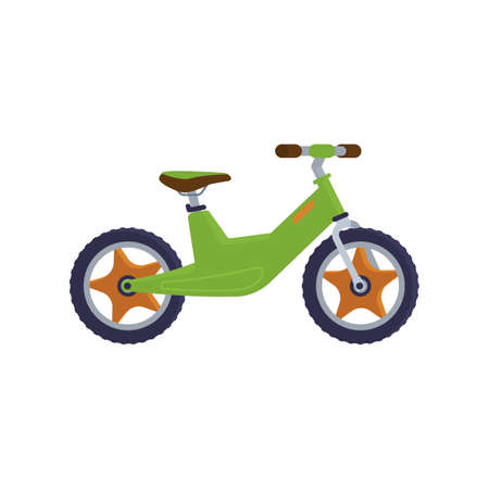 Childrens two-wheeled kick-bike cartoon flat vector illustration isolated.のイラスト素材