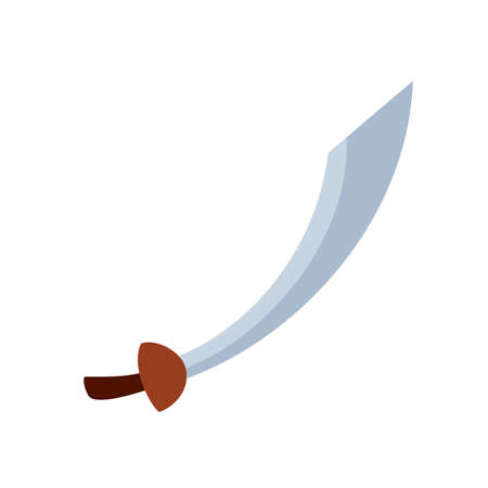 VIntage old Pirate sword with crooked blade, flat vector illustration isolated.のイラスト素材