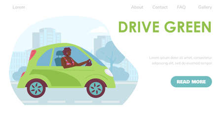 Website for environment friendly electric cars service flat vector illustration.のイラスト素材