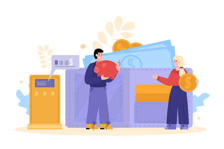 Economy on petrol and reducing payments for fuel vector illustration isolated.のイラスト素材